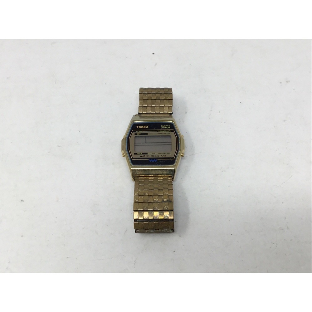 UNTESTED Timex Digital Quartz Men Watch Gold Plated Y2K Vintage 078345423